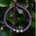 Комбоскини (вязаный браслет) фиолетовый с двумя розовыми бусинами и крестиком, Афон